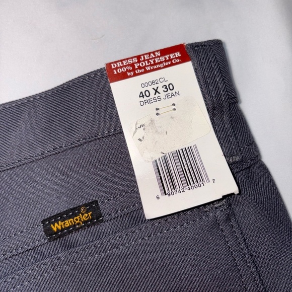 Wrangler NWT Men’s Size 40W 30L Grey Polyester Business Casual Dress Jeans - Picture 10 of 10